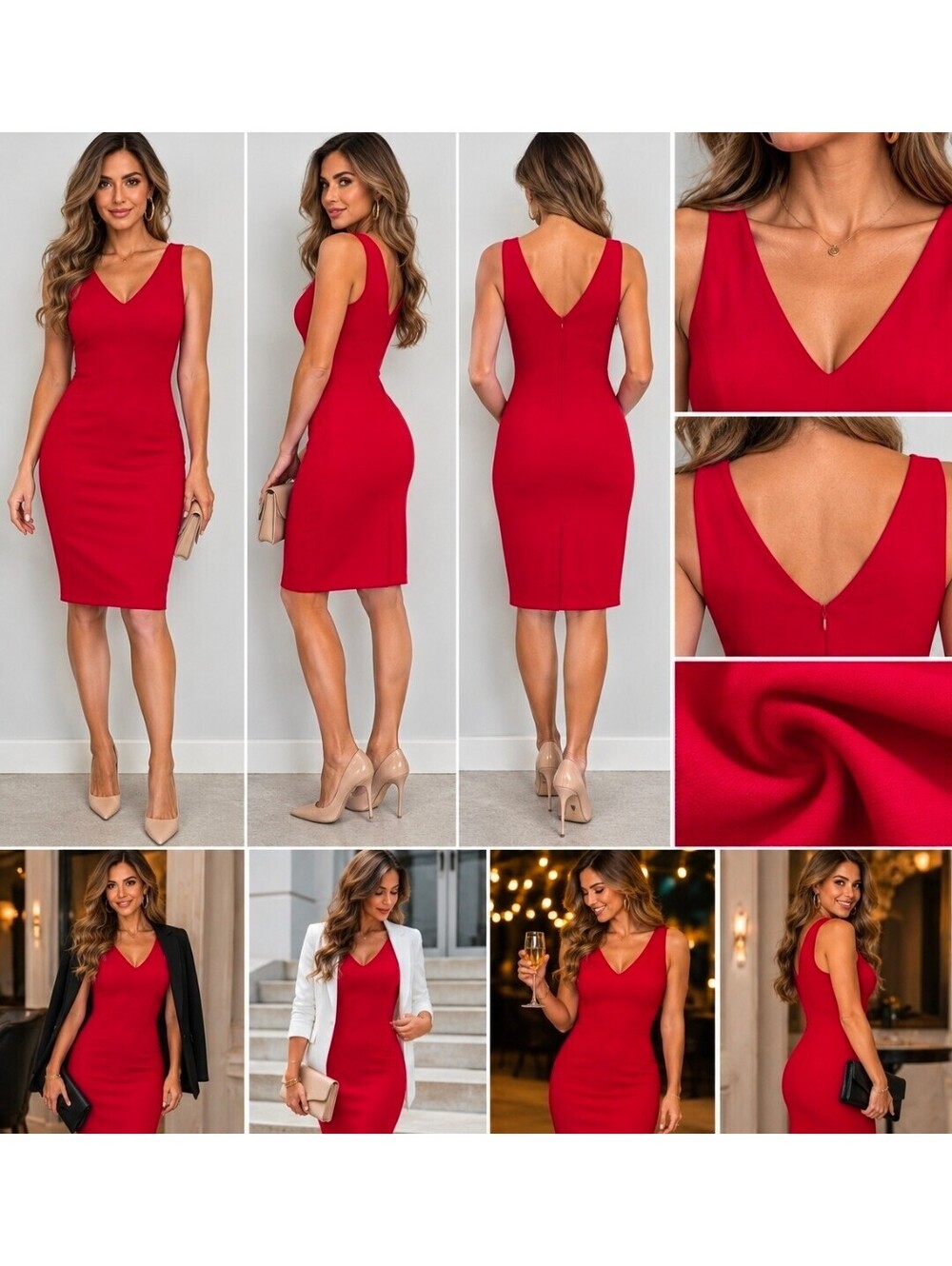 NWT White House Black Market Aura Sculpting Sheath Dress Red Size 4 $160